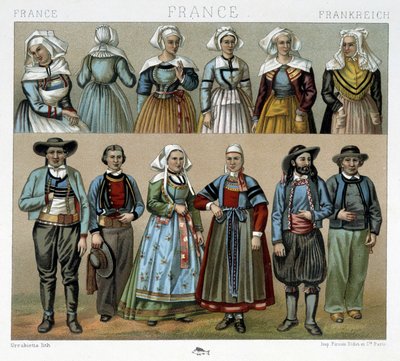 19e-eeuwse Bretonse kostuums - in 