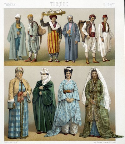 19e-eeuwse Turkse kostuums. Illustratie in 