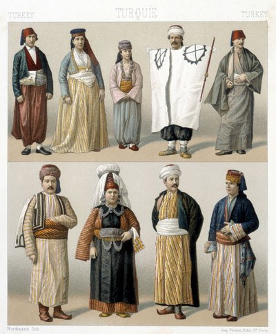 19e-eeuwse Turkse kostuums. Illustratie in 