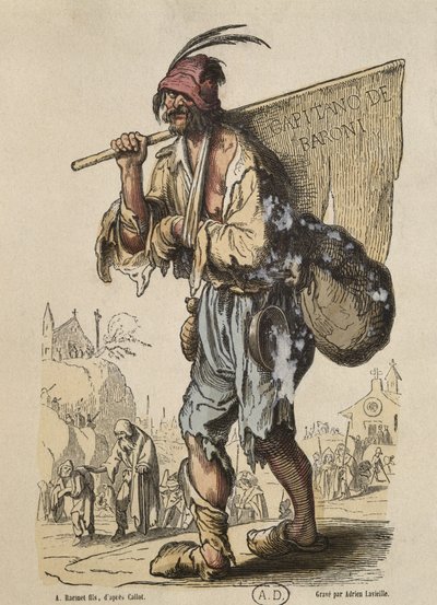Kapitein van de Bohemians, naar Jacques Callot (1592-1635) gegraveerd door Adrien Lavieille (1818-62) door Albert Charles August Racinet
