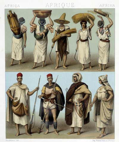 Kostuums van Algerije en Tunesië. Illustratie in 