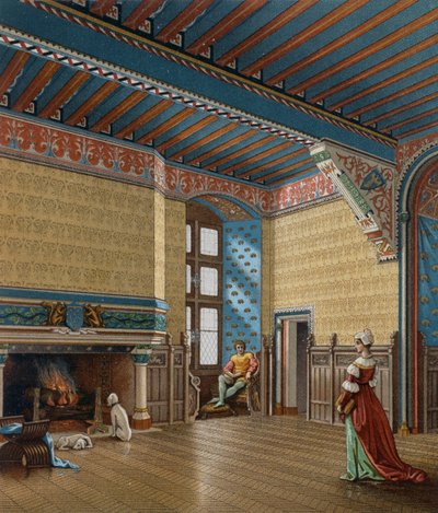 Interieur van een 15e-eeuwse Franse woning door Albert Charles August Racinet
