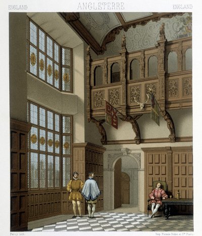 Interieur van een statig huis in Engeland in de 18e eeuw. Illustratie in 