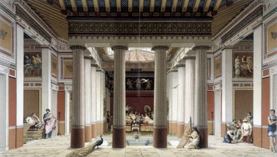 Het atrium van een huis in de Griekse oudheid - in 