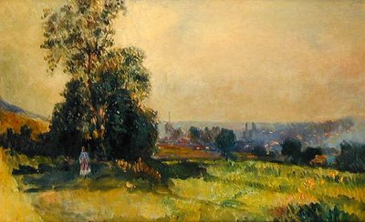 Een Jong Meisje in een Landschap door Albert Charles Lebourg