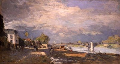 Wandelaars aan de rivier door Albert Charles Lebourg