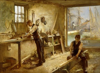 De werkplaats van de scheepsbouwer door Albert Chevallier Tayler