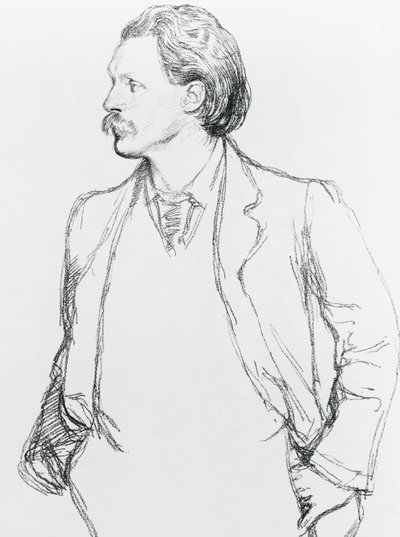 Portret van George Gissing, Engelse romanschrijver door Albert Daniel Rutherston