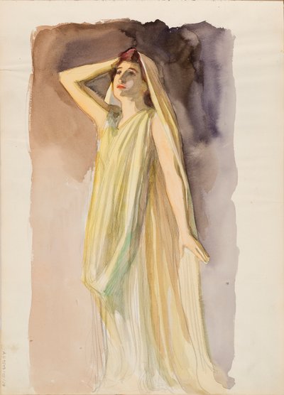 Aino Ackté als Alcestis, volledige lichaamsschets door Albert Edelfelt