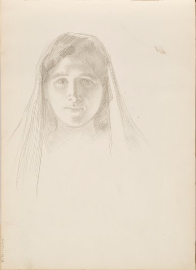 Aino Ackté als Alcestis, schets van het gezicht door Albert Edelfelt