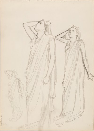 Aino Ackté als Alcestis, drie schetsen door Albert Edelfelt