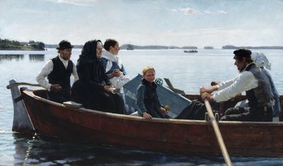 Het vervoeren van de kinderbaar / De begrafenis van een kind door Albert Edelfelt