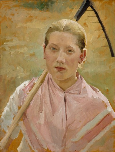 Meisje met een hark, Studie voor August door Albert Edelfelt