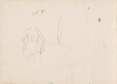 Vrouw tilt haar rok op, gezicht, arm door Albert Edelfelt