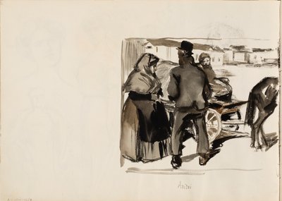 Paardenkarren, drie personen door Albert Edelfelt