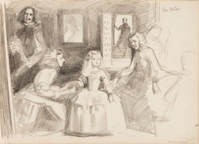 Las Meninas, schets naar Diego Velázquez door Albert Edelfelt