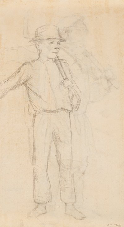 Jongen, mogelijk een schets voor een schilderij van Veräjällä door Albert Edelfelt
