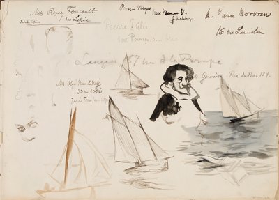 Zeilboten en personages door Albert Edelfelt