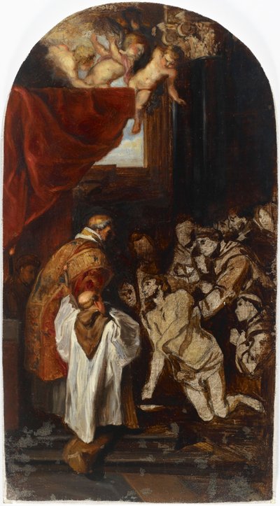 Die letzte heilige Kommunion des Heiligen Franziskus von Assisi, Kopie nach Rubens door Albert Edelfelt