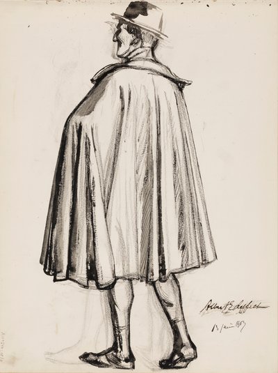 Man in cape door Albert Edelfelt
