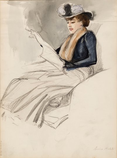 Zittende vrouw, Aino Ackté door Albert Edelfelt
