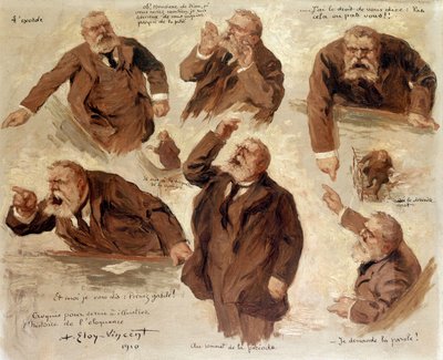 De verschillende uitdrukkingen van Jean Jaures, 1910 door Albert Eloy Vincent