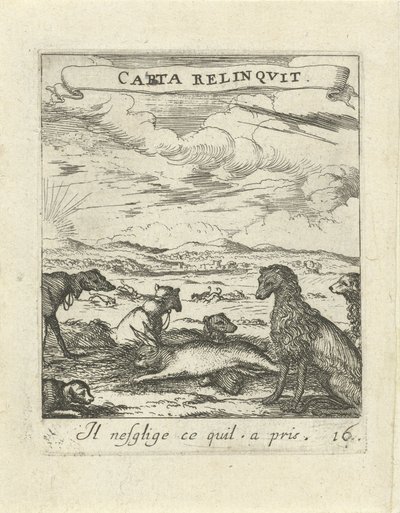 Landschap met honden door Albert Flamen