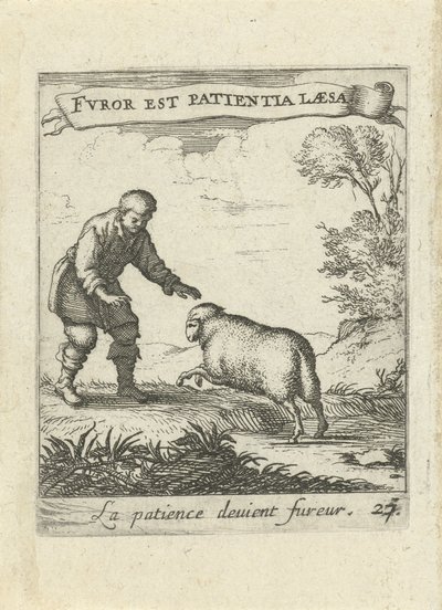Landschap met man en schaap Moraliserende liefdesemblemen Devises et emblesmes d
