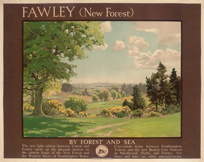 Fawley (New Forest), poster voor Southern Railway door Albert George Petherbridge