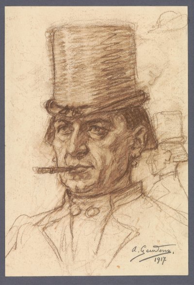Portret van een onbekende man door Albert Geudens (signed by artist)