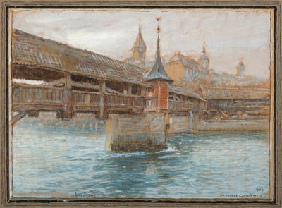 Brug van de Dans van de Dood, Luzern door Albert Goodwin