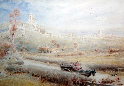 Paard en wagen, Corfe Castle door Albert Goodwin