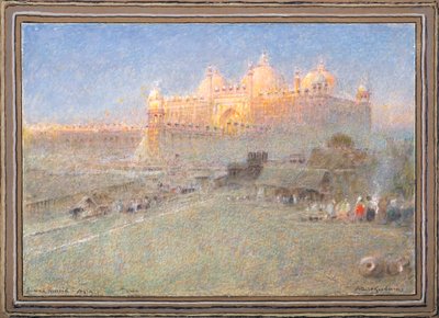 Jumna Musjid, Agra, zonsopgang door Albert Goodwin