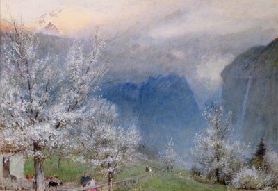 Lauterbrunnen door Albert Goodwin
