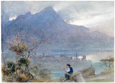 Stansstad en de Pilatus, Zwitserland, ca. 1865-1932 door Albert Goodwin