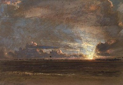 West-Indische Zonsondergang, Barbados door Albert Goodwin