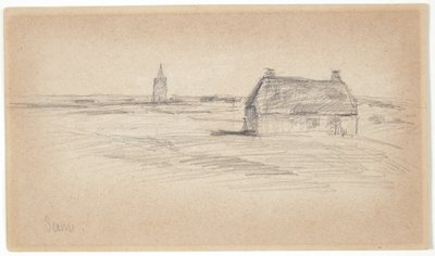 Boerderij en kerktoren door Albert Gottschalk