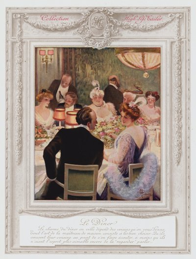 Belle Epoque Parijs, modieuze dame aan het dineren door Albert Guillaume