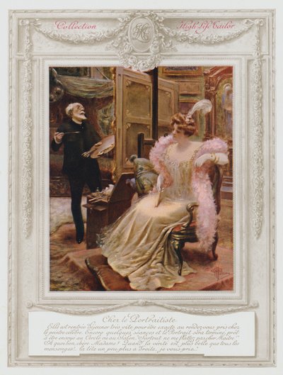 Belle Epoque Parijs, Modieuze dame laat haar portret schilderen door Albert Guillaume