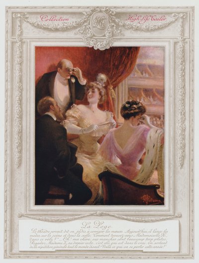 Belle Epoque Parijs, modieuze dame in een loge in het theater door Albert Guillaume