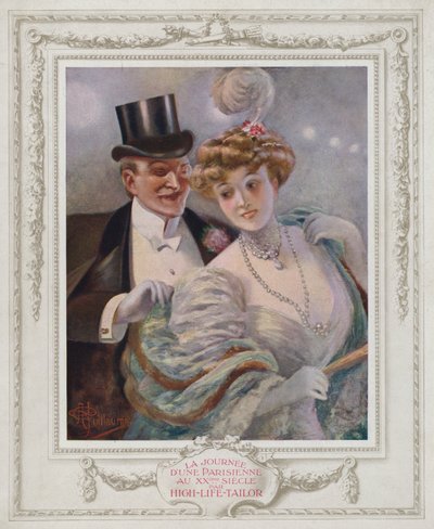 Belle Epoque Parijs, Modieuze dame met haar bewonderaar door Albert Guillaume