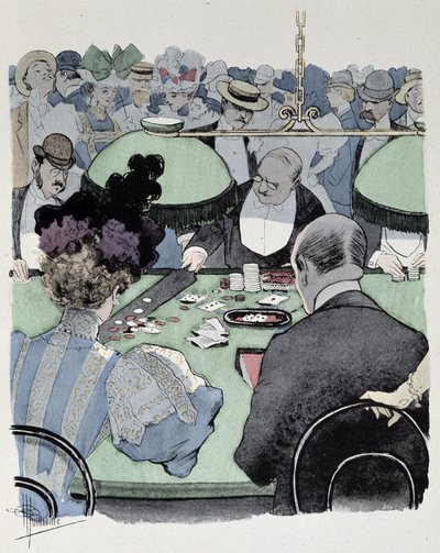 Koppel aan een speeltafel door Albert Guillaume