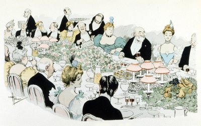 Diner door A. Guillaume in 1908 (tekening) door Albert Guillaume