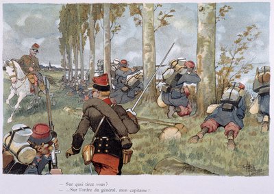 Tijdens de actie - in "Military Album" door Albert Guillaume (1873-1942), circa 1900 door Albert Guillaume