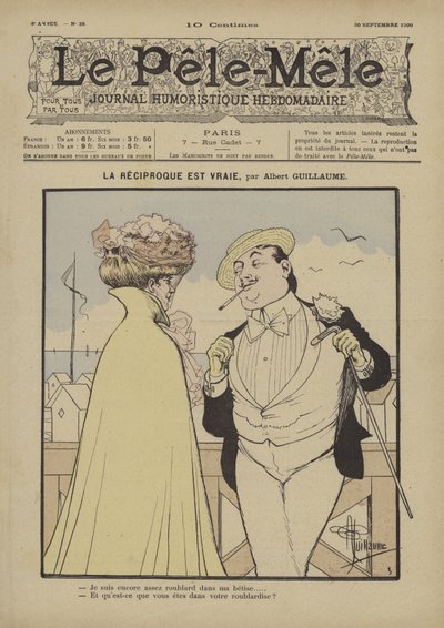 Het omgekeerde is waar. Illustratie voor Le Pele-Mele, 1900 door Albert Guillaume