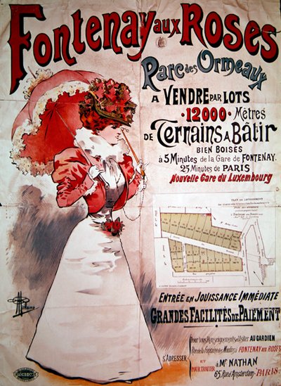 Poster die volkstuinen in het Parc des Ormeaux, Fontenay-aux-Roses adverteert door Albert Guillaume