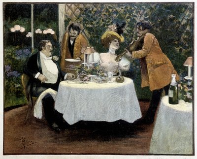 Restaurant, tekening door Guillaume door Albert Guillaume