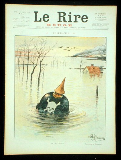 De koning drinkt, voorpagina van Le Rire Rouge, 9 januari 1915 door Albert Guillaume
