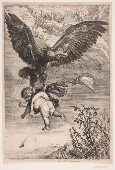 Ganymedes wordt ontvoerd door de adelaar door Albert Haelwegh