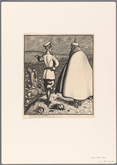 Ontwerp voor een politieke spotprent op de Eerste Wereldoorlog door Albert Hahn (I)